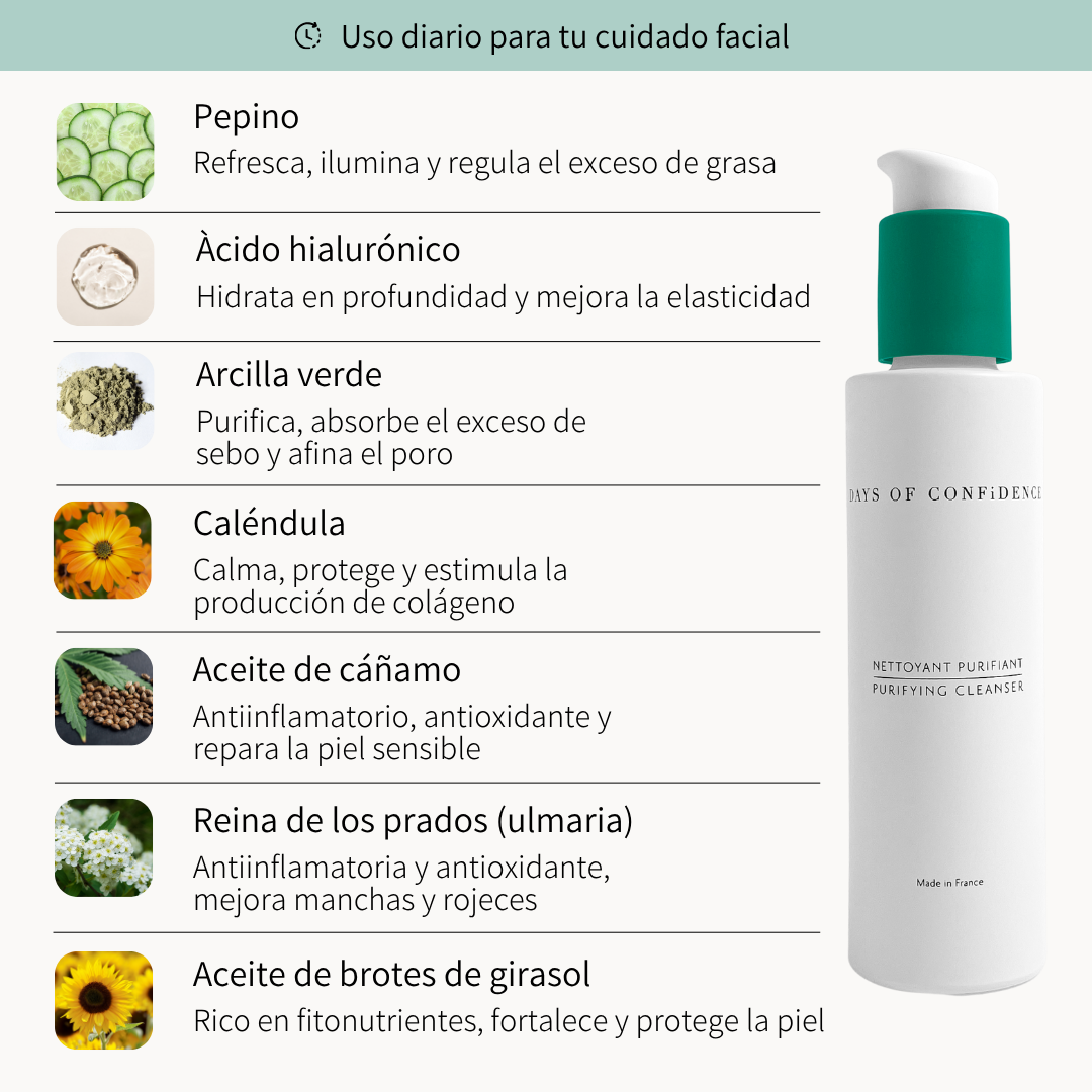 limpiador pieles maduras anti acné menopausia days of confidence ingredientes naturales arcilla verde