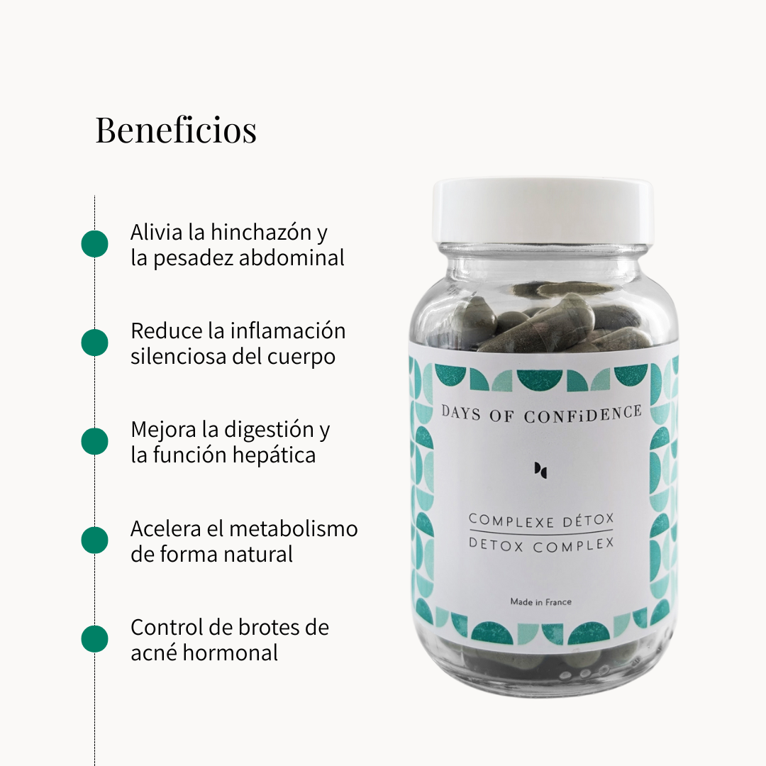 complejo detox hinchazon menopausia beneficios alivia hinchazon pesades reduce inflammacion acelera metabolismo quita acne hormonal